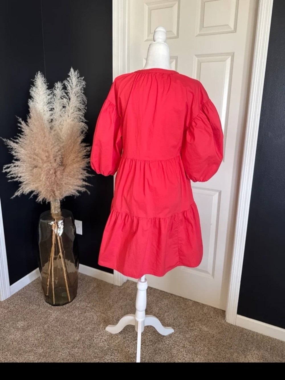 EVEREVE Sundry The Anywhere Babydoll Dress Tiered Balloon Sleeves Size 2/ Medium - Picture 11 of 12